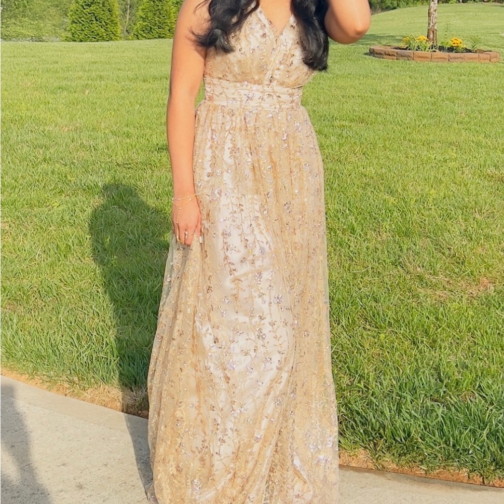 Windsor Gold Sequin Prom Dress